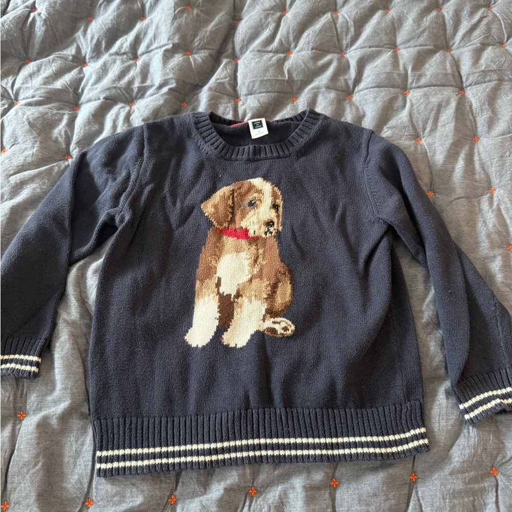 Janie and Jack Navy Sweater with Puppy Design